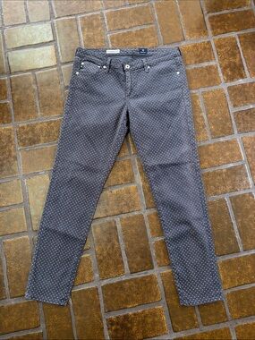 AG Adriano Goldschmied Gray Polka Dot Super Skinny Legging Ankle Jean